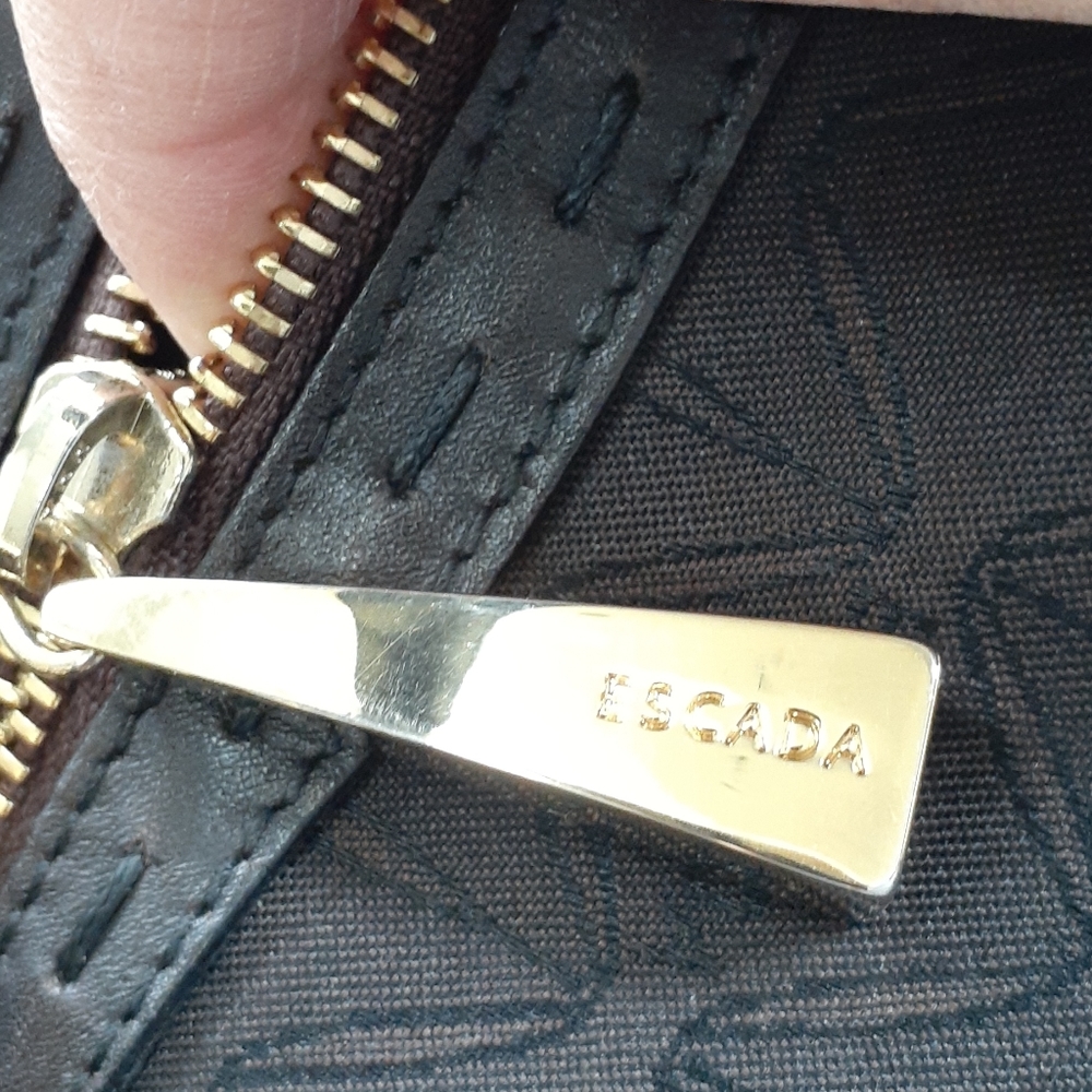 Escada Brown Leather Trimmed Shoulder Bag - Picture 7 of 16